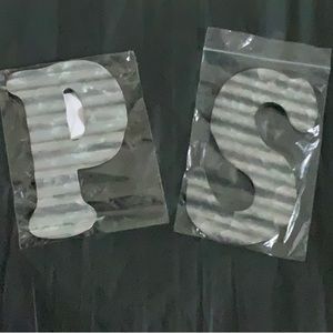 NWT GALVANIZED  CORRUGATED METAL LETTERs P & S  5”x 4” SET OF 2
